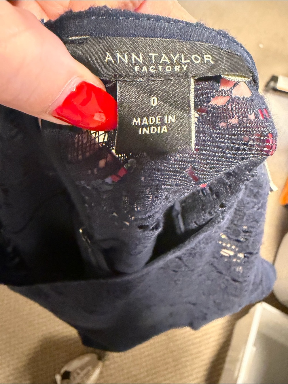 Ann Taylor Factory Navy Cap Sleeve Lace Dress - Picture 4 of 5